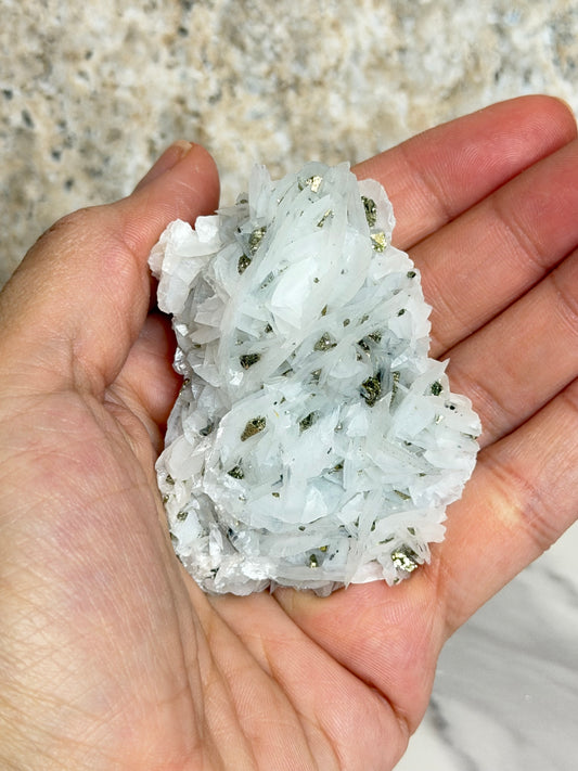 Rose Petal Calcite w/ Pyrite