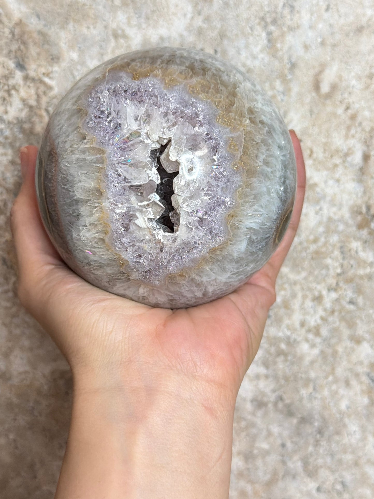Amethyst Sphere Lined w/ Iron