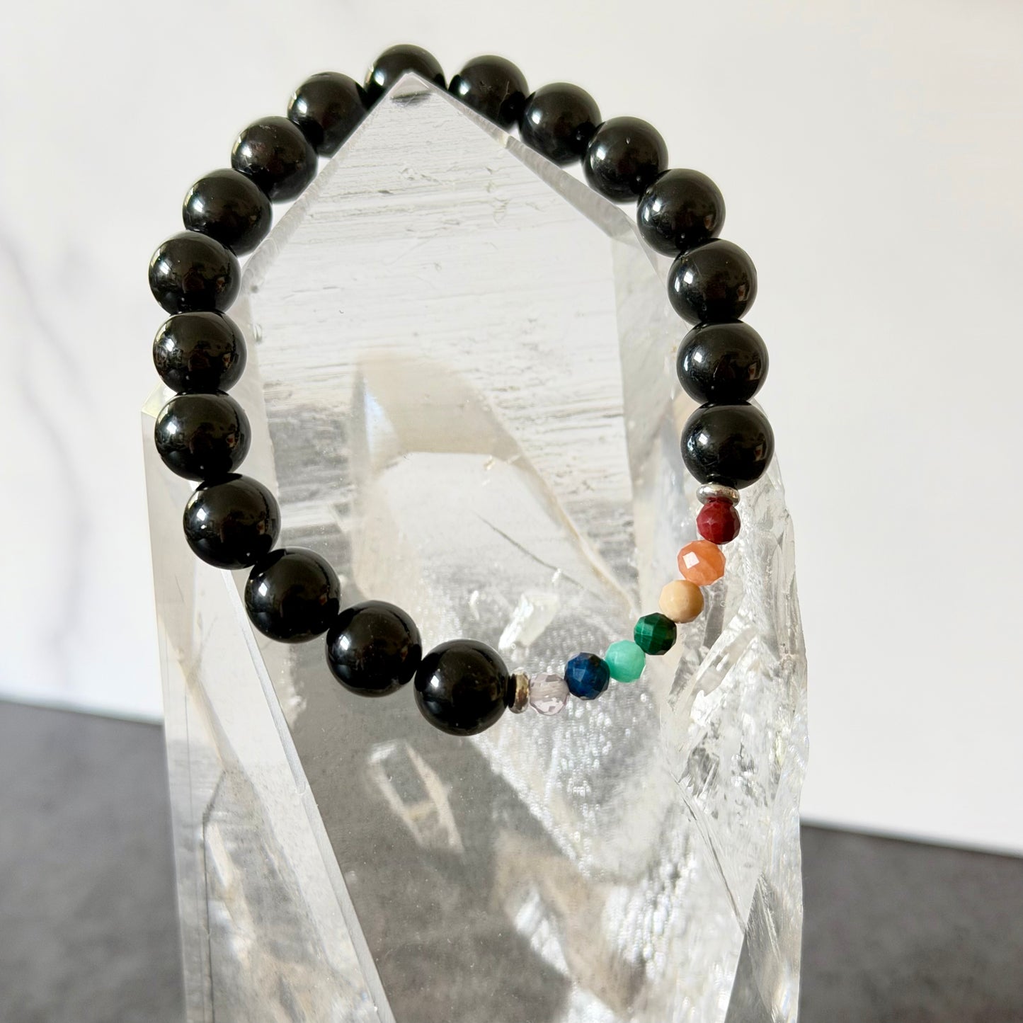 Chakra Tourmaline Bracelet 8mm & 4mm | Cristal Oaks