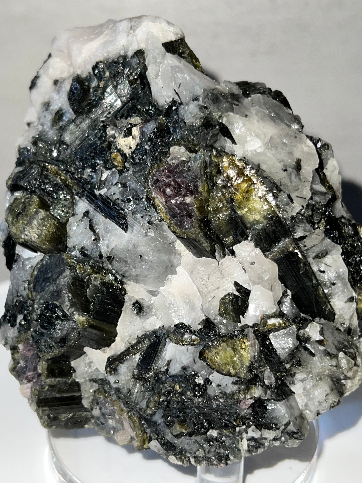 Black, Green & Pink Tourmaline in Quartz