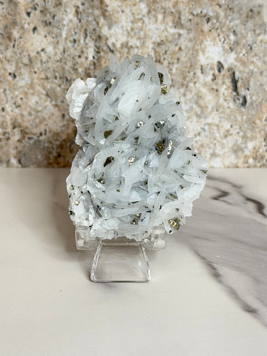 Rose Petal Calcite w/ Pyrite