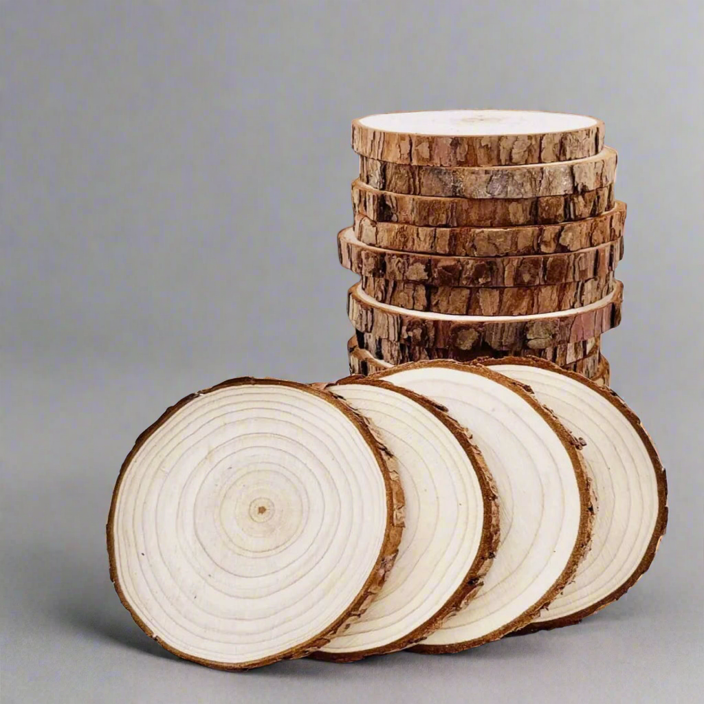 Candle Coaster: Natural Wood Slice Display (3")