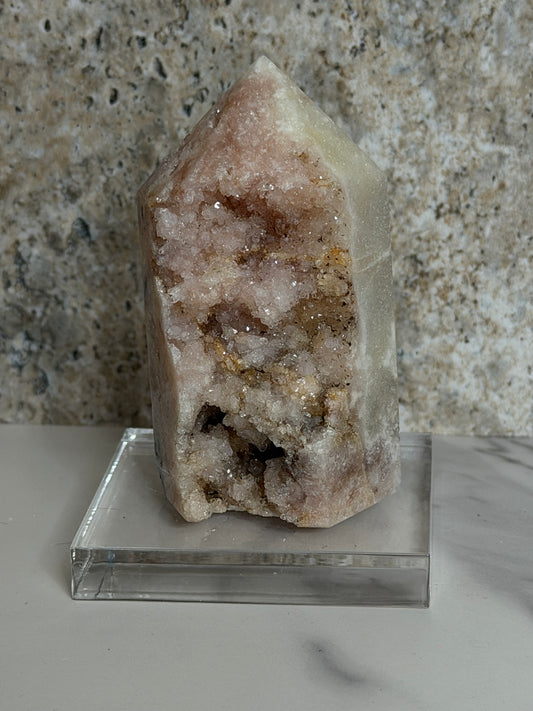 Pink Druzy Amethyst Tower