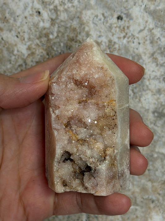 Pink Druzy Amethyst Tower