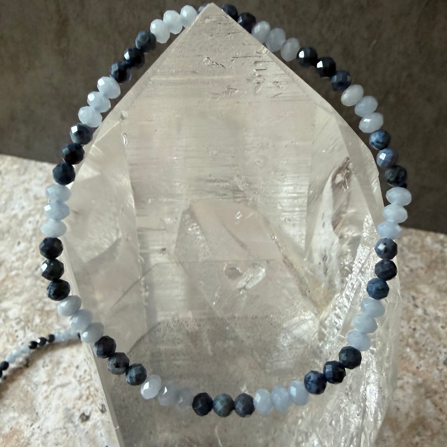 Blue Sapphire 3mm & Angelite 4mm | Cristal Oaks
