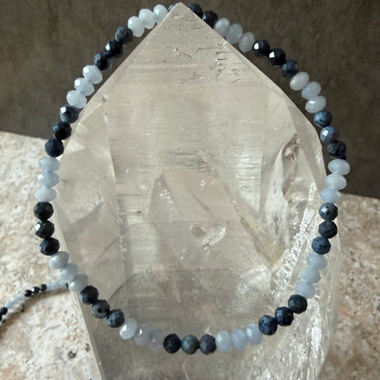 Blue Sapphire 3mm & Angelite 4mm | Cristal Oaks