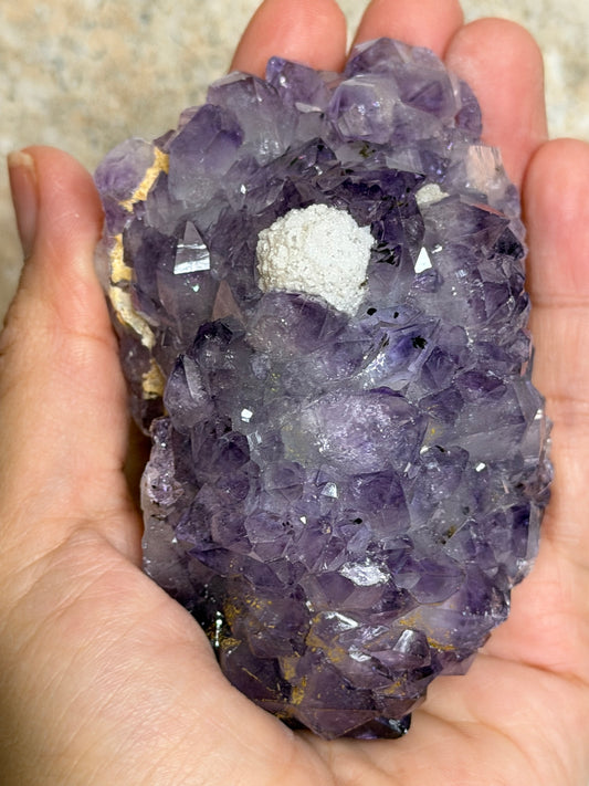 Amethyst cluster w/ Calcite Crust
