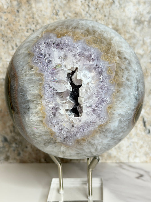 Amethyst Sphere Lined w/ Iron