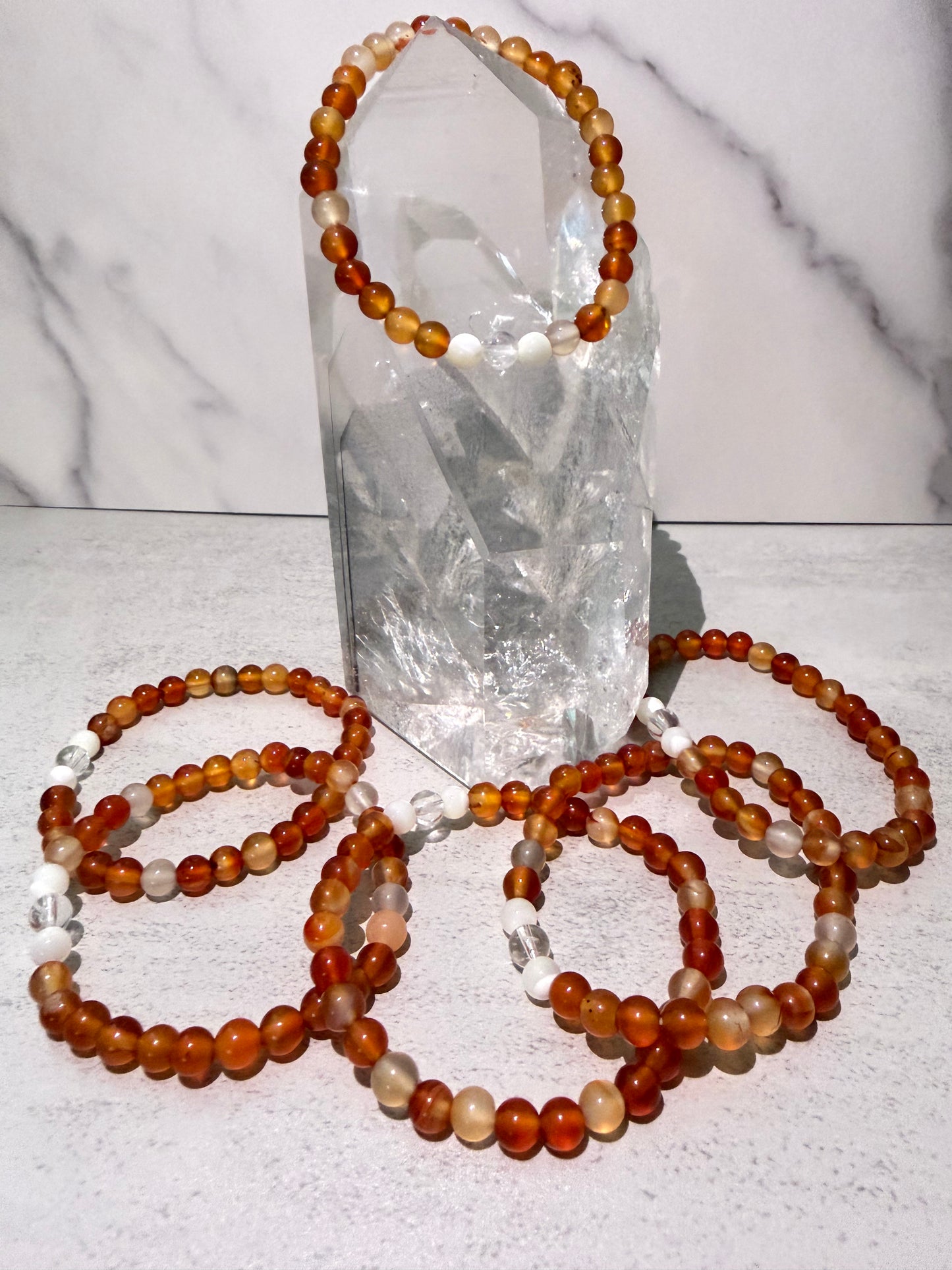 Carnelian, Pearl & Clear Quartz Bracelet | Cristal Oaks