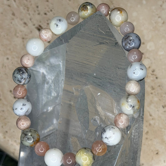 Dendritic Opal w/ Peach Moonstone Bracelet | Cristal Oaks