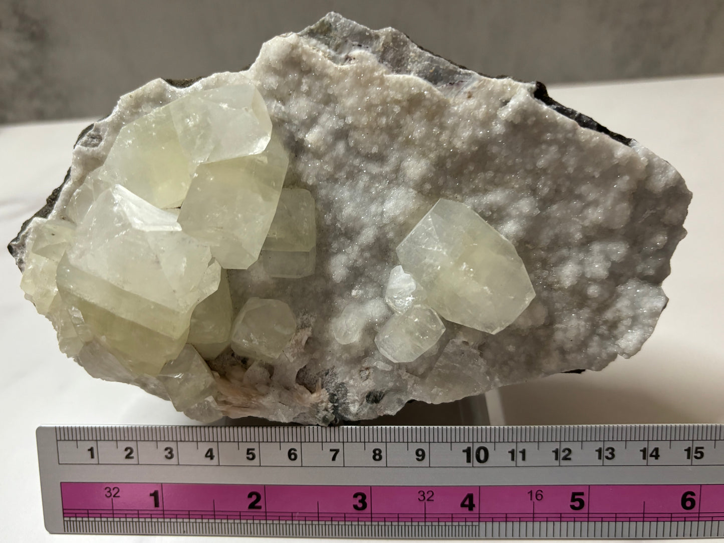 Apophyllite on Chalcedony