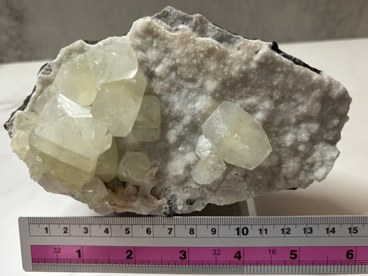 Apophyllite on Chalcedony