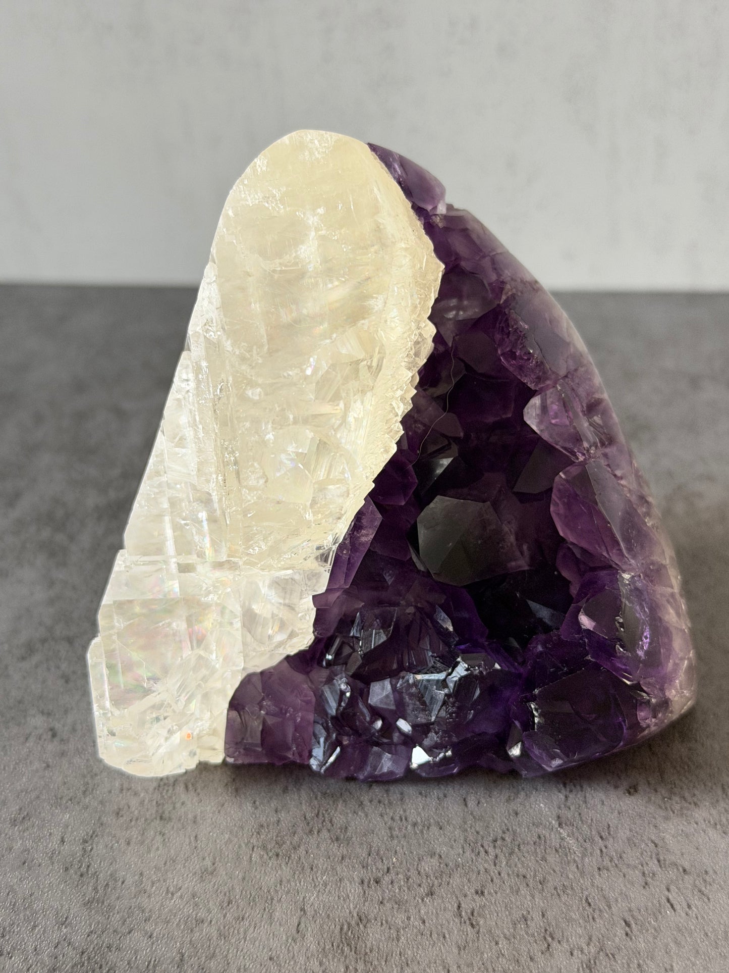 Amethyst balanced with calcite