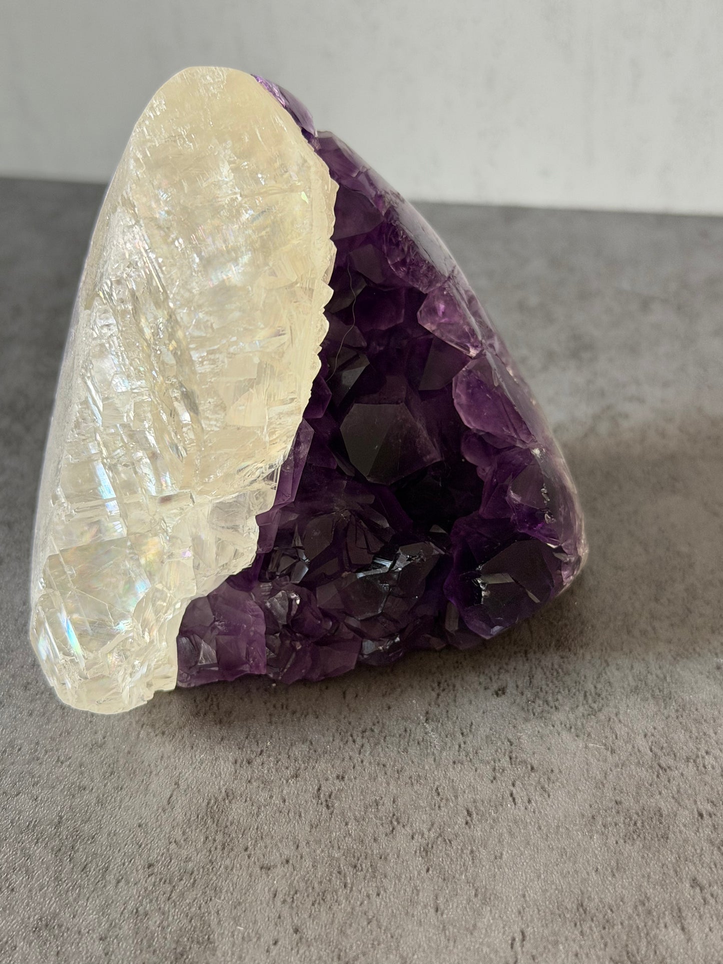 Amethyst balanced with calcite