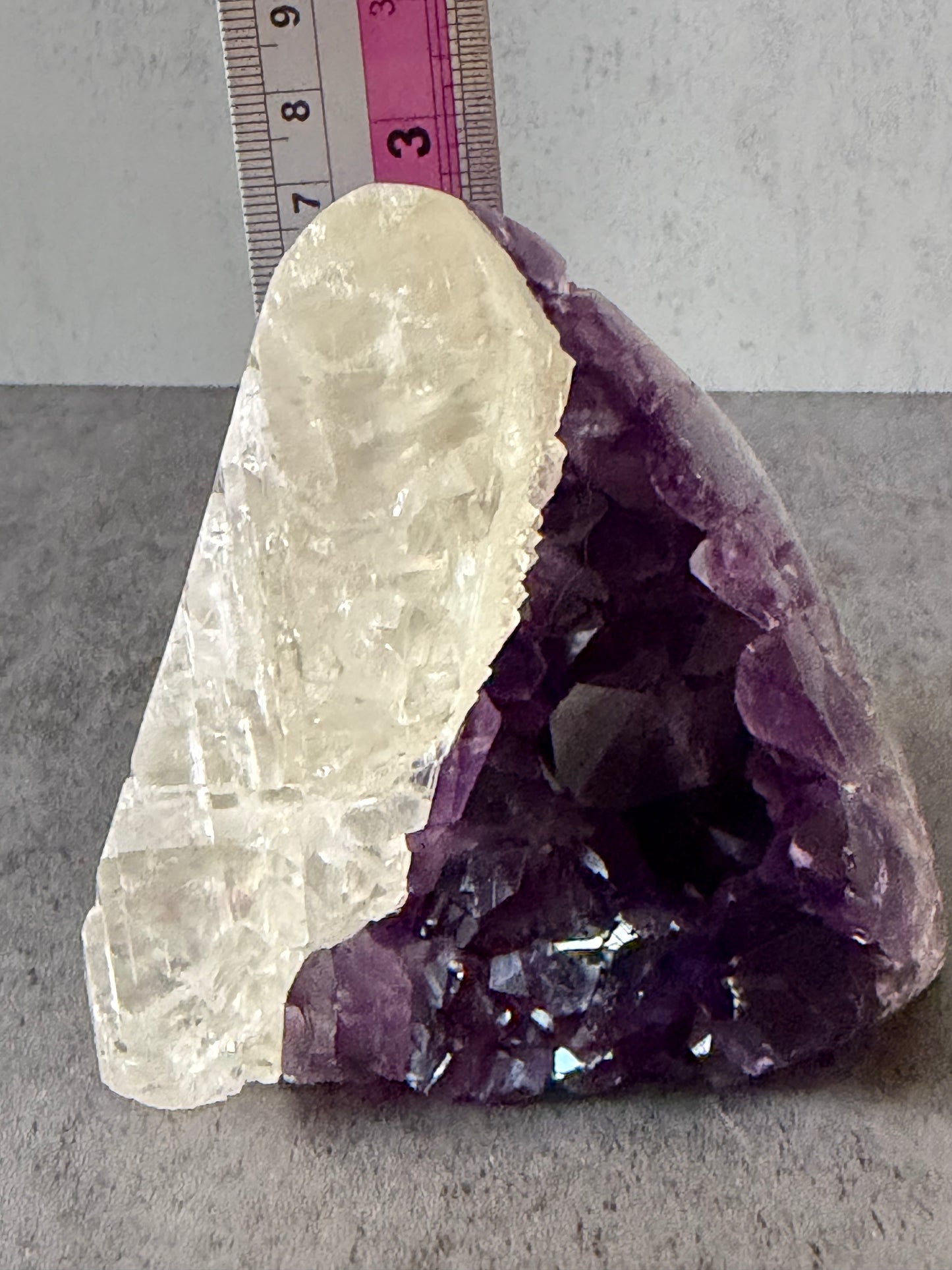 Amethyst balanced with calcite