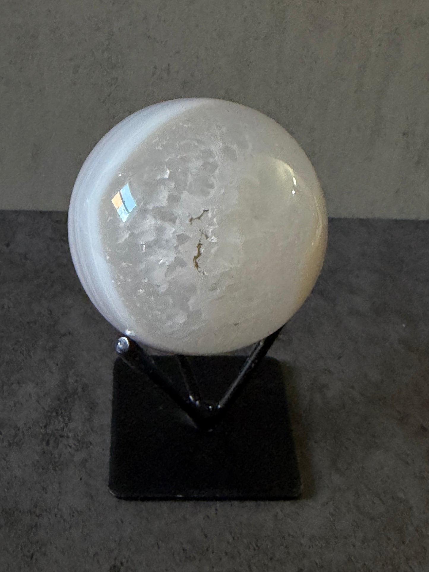 Blue Agate Sphere with Quartz