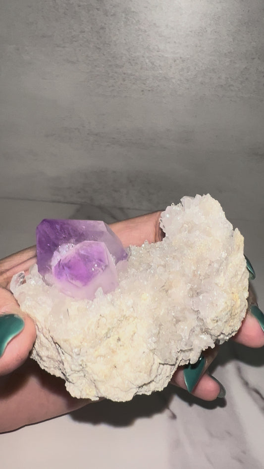 Amethyst on Quartz