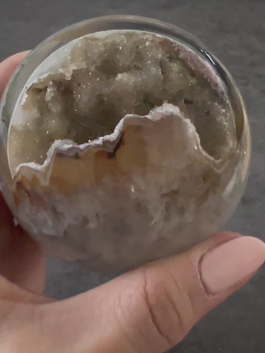 Taupe Druzy Agate Sphere